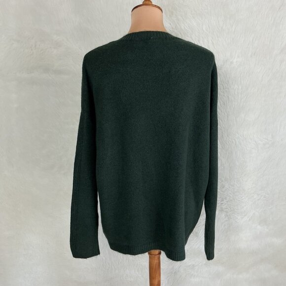 XCVI Green Gresham V-Neck Pocket Ribbed Sweater Top M - Picture 4 of 7